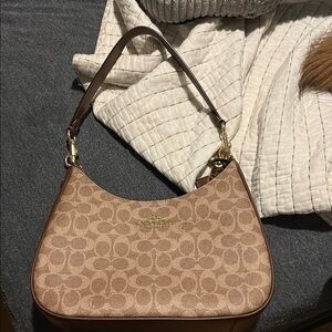 Coach Signature Canvas Teri Hobo Bag